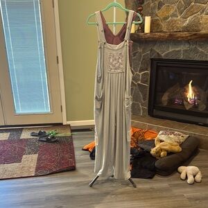 POL OVERALLS IN BABY BLUE VERY SOFT MATERIAL WITH PINK AND WHITE DETAILING!!!